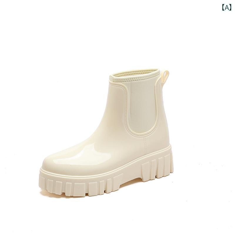 おしゃれ レインブーツ 欧 米の ネット セレブの レインブーツ レディース ショート チューブ 滑り止め 防水 靴 大人の 新しい ファッション ゴム 靴 厚 底 ゼリー レインブーツ ウォーター ブーツ