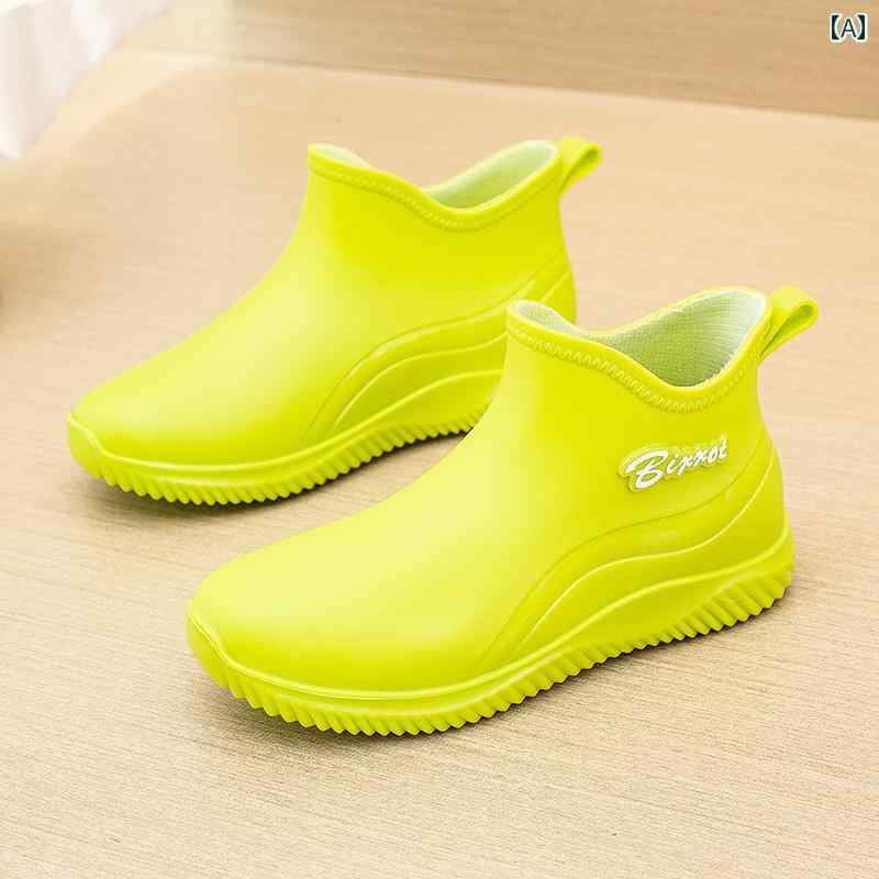 おしゃれ レインブーツ 女性用 ローカット スポーツ レインブーツ、 滑り止め、 防水 キッチンワーク スイート ラバーシューズ、 冬用 コットン レインブーツ、 大人用 ウォーター シューズ
