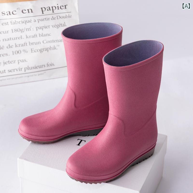 おしゃれ レインブーツ TPE ラバー レインブーツ レディース 滑り止め ウォーター シューズ 2024 新しい ファッション ウォーター ブーツ 大人 ラバーシューズ 冬 プラス ベルベット レインブーツ