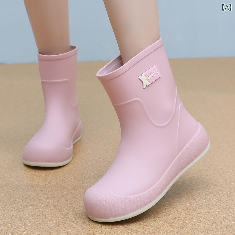 おしゃれ レインブーツ 2025 ファッション レインブーツ レディース 厚 底 キュート ショート チューブ レインブーツ ベルベット 防水 滑り止め ウォーター シューズ ベルベット アウトドア ラバーシューズ レディース