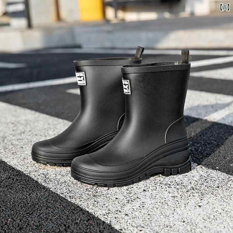 おしゃれ レインブーツ 2025年 新作 レディース レインブーツ、 厚 底 ショート カット ラバーシューズ、 大人用 キッチン / 作業 着、 防水・ 滑り止め ウォーター シューズ