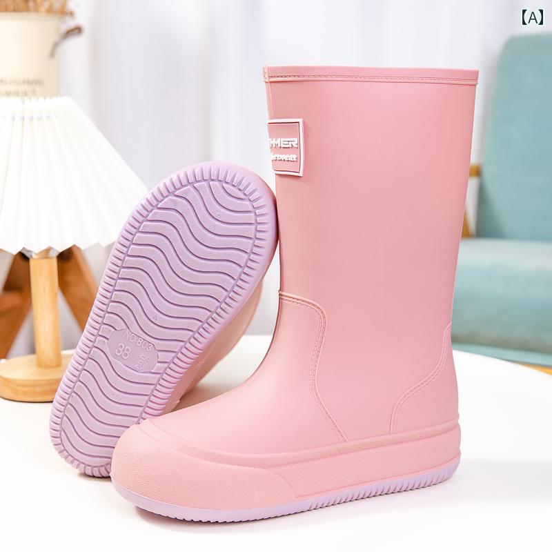 おしゃれ レインブーツ レディース レインブーツ 2025新 スタイル ハイ カット 防水 滑り止め ウォーター シューズ フリース 裏地 トール レインブーツ 耐 摩耗性 ファッション 大人用 ラバーシューズ