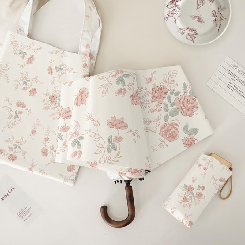 女性用傘 かわいい ミニチュア 花柄 傘、 両用 日傘、 晴 雨 兼用 傘、 UV カット 傘、 トレンドの 折..