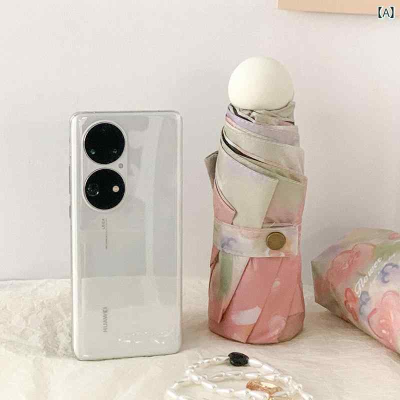 女性用傘 かわいい 花 序 | 油絵 傘 女性 晴 雨 兼用 小型 ポータブル サンシェード全 自動 日傘 日焼..