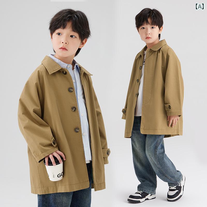 ウインドブレーカージャケット 男の子の トレンチコート、 英国 風、 2024年 春秋の 新作 スタイル、中..