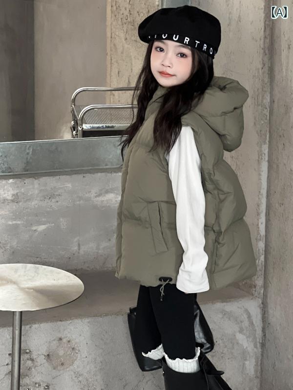 楽天SEIYUショップ子供ダウンベスト 韓国の 子供用 ダウン ベスト、 新作 秋 冬 スタイル、 男の子と 女の子、中 サイズと大 サイズの 子供用、 90 ％ ホワイトダックダウン フード 付き ジャケット。