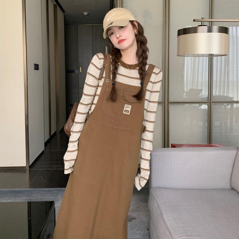 オーバーオールドレス 作業 服 サスペンダー スカート ツーピース スーツ 女性 2025 春と 秋の 新しい ..