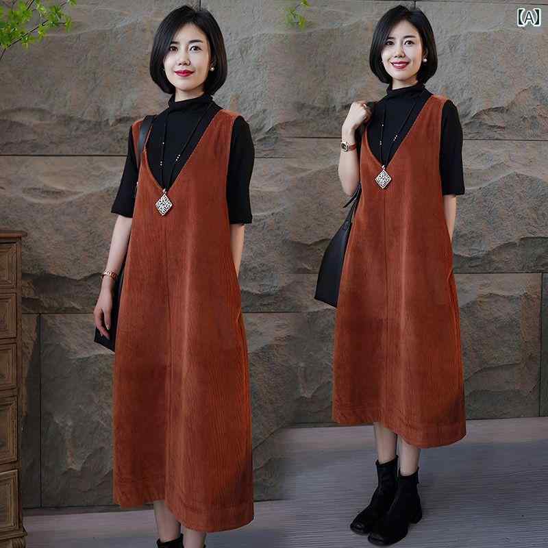 オーバーオールドレス 2024年 秋 冬 新作 スリミング ベスト ワンピース レディースカジュアルファッション アウター ゆったり サスペンダー ワンピース