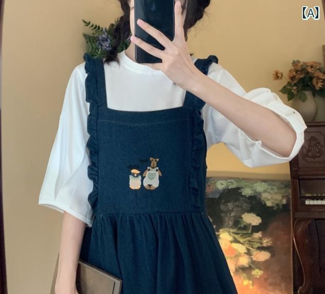 オーバーオールドレス デニム サスペンダー スカート 夏 プラス サイズ 脂肪 ミリメートル かわいい ドーパミン 着用 ルーズ 痩 身 ツーピース ドレス