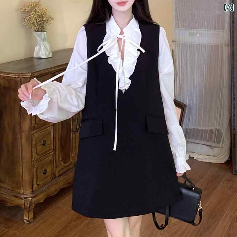 オーバーオールドレス プラス サイズの レディース プレッピー スタイルの オーバー オール、 レースの..