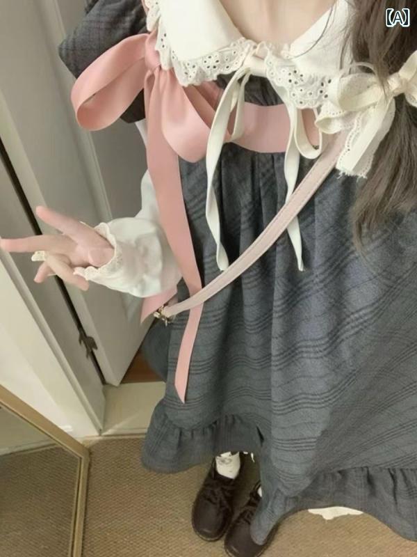 オーバーオールドレス 初秋の 韓国 風 衣装: レイ ヤード ベスト ドレス ツーピース セット、 小柄な フルレングス サスペンダー ドレス、 プレッピー ス...