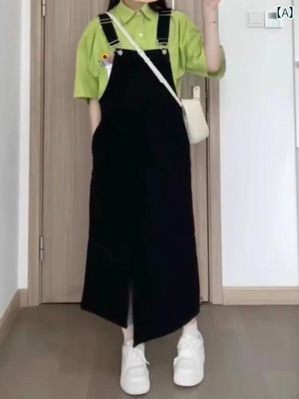 オーバーオールドレス デニムオーバーオール スカート レディース 2024 夏新 スタイル ファット mm 多 ..