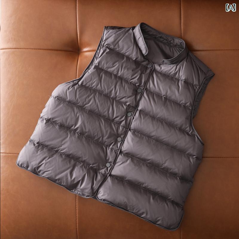 ショートダウンベスト 女性用 軽量 ダウン ベスト ショート ベスト 韓国 風新 ファッション コート コ..