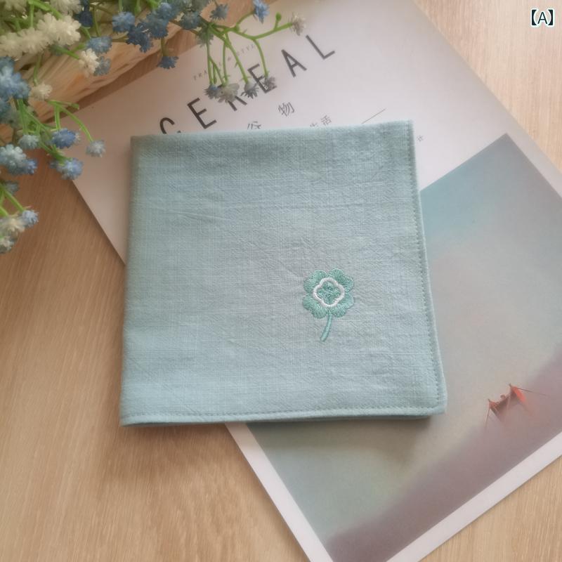 ハンカチ レディース 春 / 夏用、 爽 やかで 柔らかな 吸 汗性、 純 綿 刺繍 ハンカチ / シルク ハンカチ。 彼女 / 学生への プレゼント /日中の 汗 拭きの お供に。