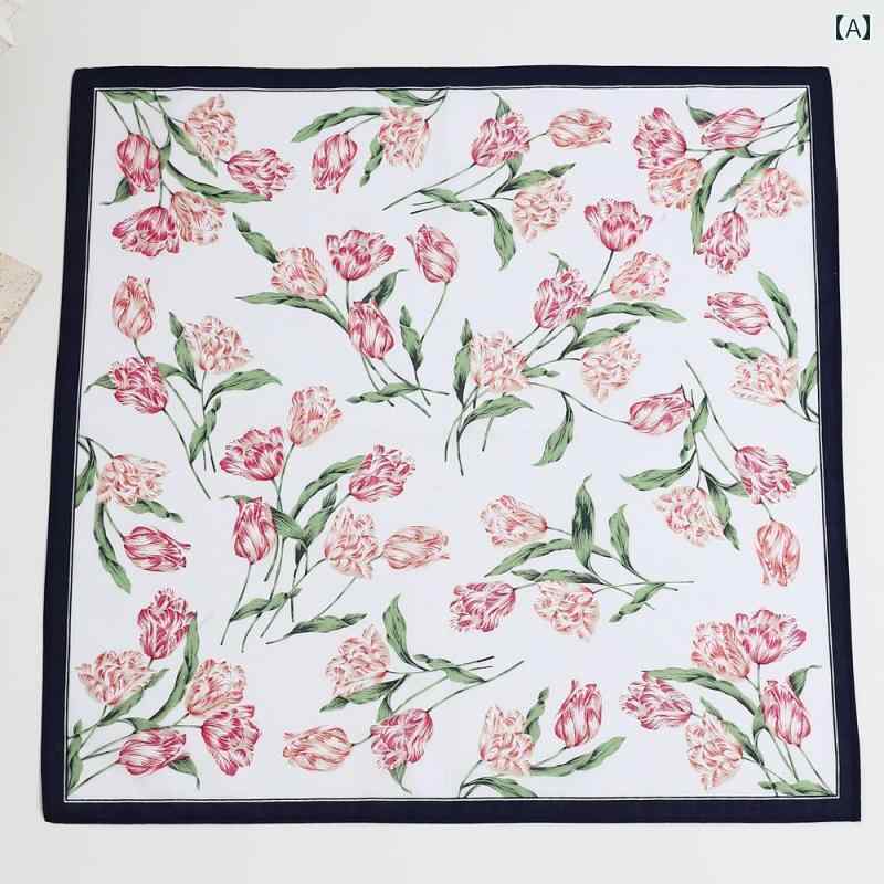 ハンカチ レディース 純 綿の 極 薄 ハンカチ、 レディースの小さな 正方形の ハンカチ、 昔ながらの 柔らかい ハンカチ、 綿 100 %の 吸 汗性、 レトロな 手拭き ハンカチ
