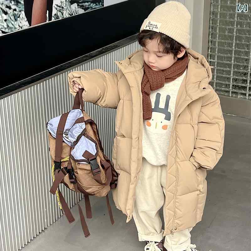 楽天SEIYUショップ子供用ダウンジャケット 男の子の ダウン ジャケット、 2024年 冬の新 スタイル、 子供用 ミドル 丈 ホワイトダックダウン コート、 男児の 冬用 厚手 服