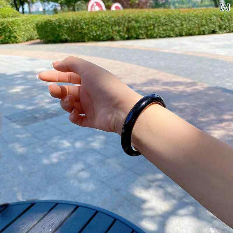 ブレスレット 女性用 天然 黒曜石 ブレスレット、 細 幅 黒曜石 ブレスレット、 明るい 黒 翡翠 ブレスレット、 男性用 新作 クリス タル ブレスレット、 ガールフレンド ギフト