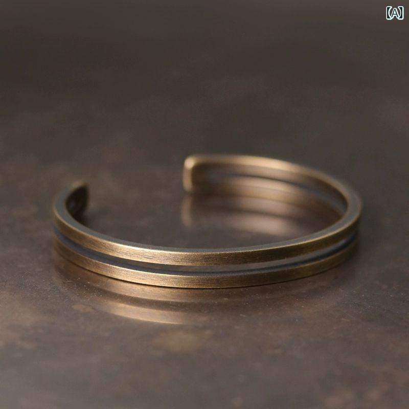 ブレスレット クラシックな 銅 ブレスレット、 シンプルな 個性的な ブレスレット、 メンズデザイン、 ..