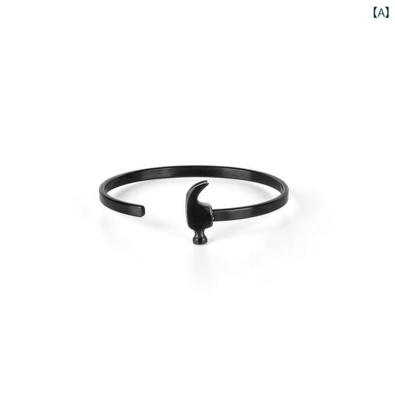 ブレスレット オリジナル 全国 潮 ブランド チタン 鋼 ブレスレット オープン メンズ 欧 米 オリジナルジュエリー クリエイティブ 個性 ハンマー カップルの 手