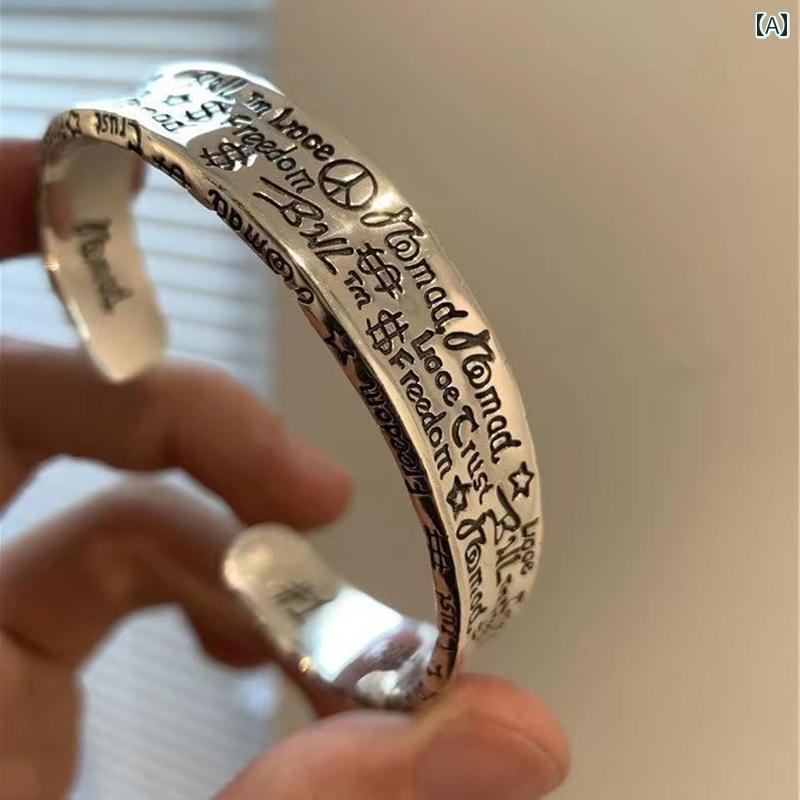 ブレスレット オリジナル カップル グラフィティ 高級 ブレスレット 女性用 イン ニッチ デザイン ブレスレット 軽量 高級 レトロ 絶妙な ブレスレット 冷たい