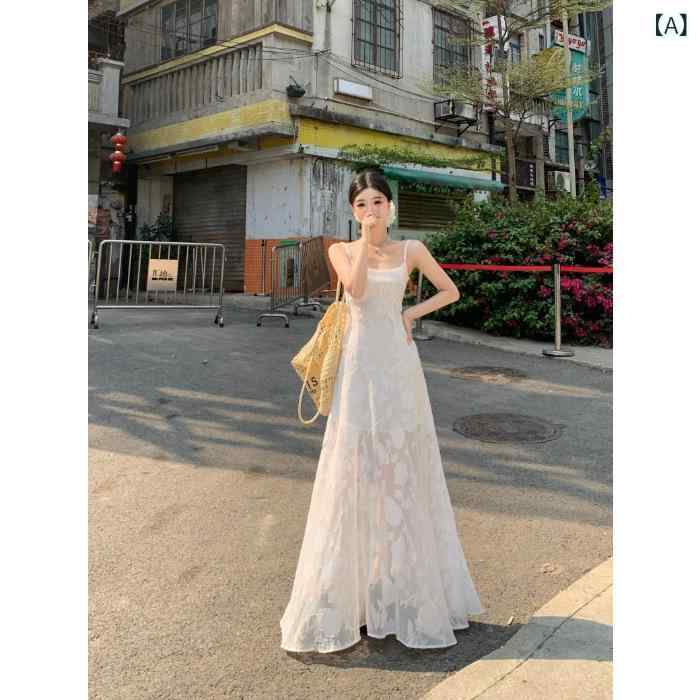 ワンピース レディース 春夏 ミントグリーン キャミソール ロングドレス フレンチスタイル ビーチリゾート ウエストシェイプ 軽やか 涼しい 普段使い 海辺 度假 風 切り替えデザイン