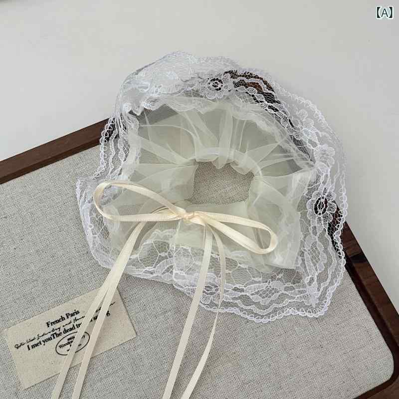ヘアゴム 女性用 韓国 高級感 人魚姫 透明レース 刺繍 蝶結び リボン かわいい 上品 ヘアアクセサリー レース素材 柔らか 日常使い ヘアアレンジ