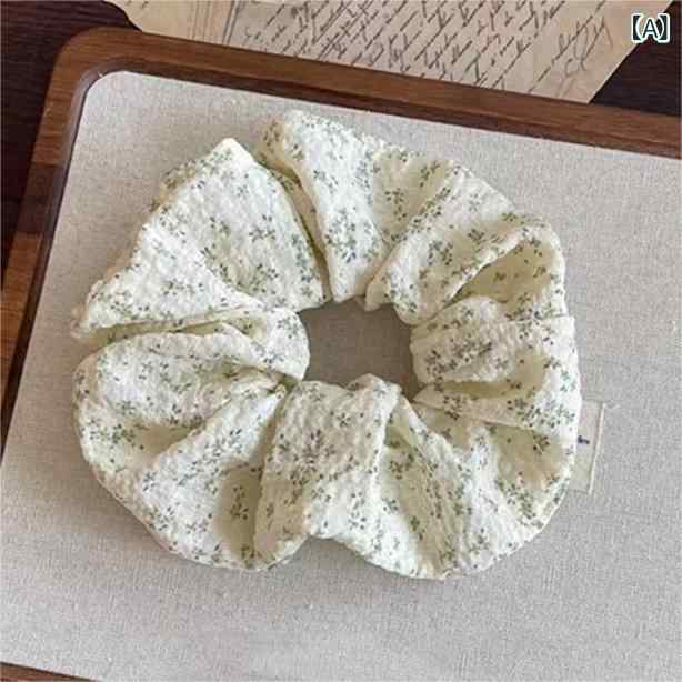 ヘアゴム 春夏 女性用 少女向け 小花柄 豆沙緑 綿 蝶結び 織り帯 かわいい ヘッドアクセサリー 日常使い 軽量 伸縮性 爽やか ヘアアレンジ