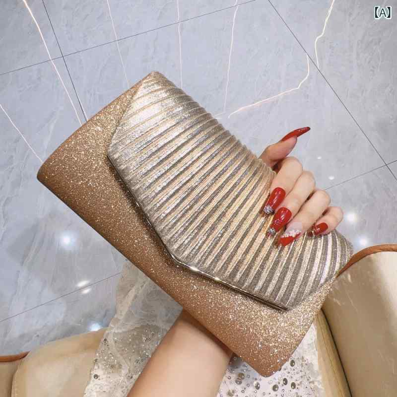 レディース パーティー用 プリーツ エンベロープバッグ 斜めがけ ハンドバッグ クラッチ 鞄 フォーマル ディナー 女性用 封筒型 肩掛け アクセサリー ポーチ ミニバッグ