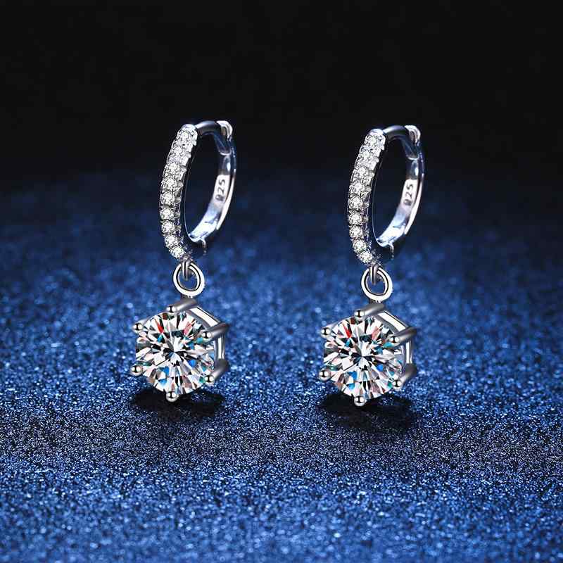 SWAROVSKI - レディース イヤリング 925 シルバー プラチナ メッキ モアッサナイト 6爪 クラシック Dカラー 輝き ジュエリー アクセサリー 女性用 エレガント
