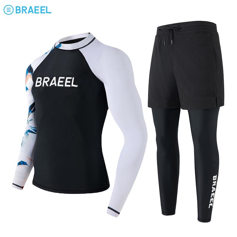 Wet Suits - ダイビングスーツ メンズ UVカット サーフィンウェア シュノーケリング用 クラゲ防止 セパレートタイプ 長袖 ロングパンツ 速乾 伸縮素材 軽量 フルボディプロテクション