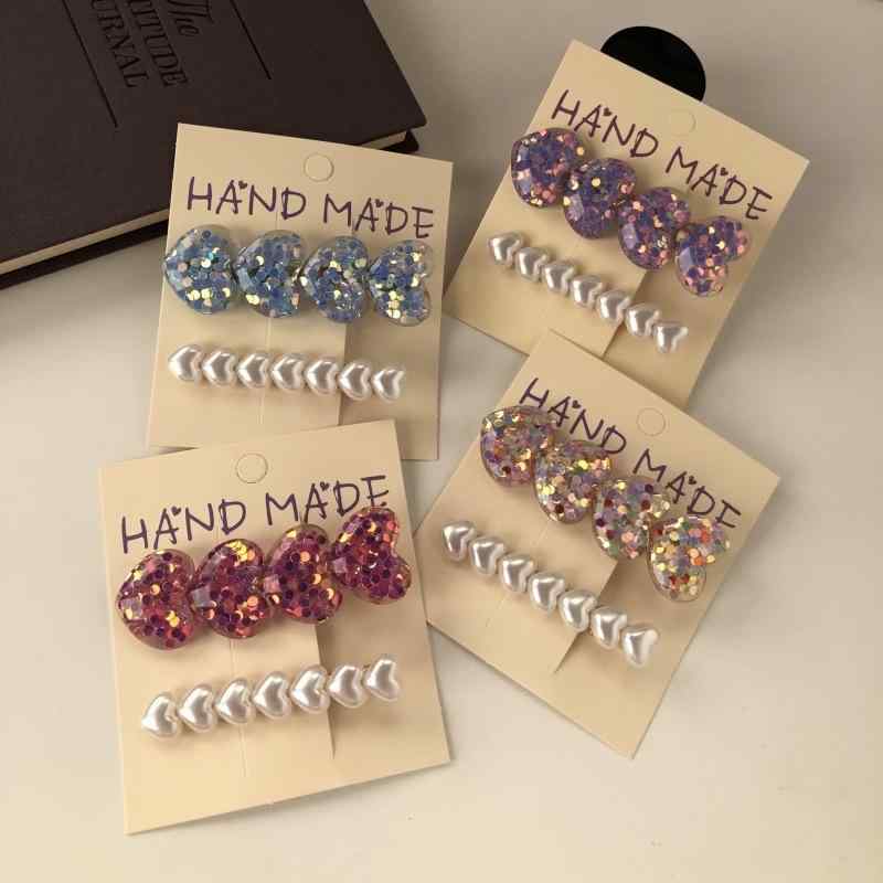 Accessories Supplies - ヘアアクセサリー パール ハート キラキラ ヘアクリップ 2点セット シンプル ヘアピン かわいい ダックビル型 ガーリー 前髪ピン 髪飾り ビーズ デザイン 日常使い 軽量 女性用