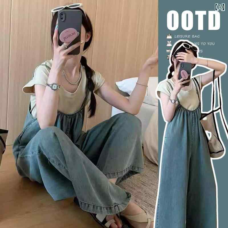 サロペット レディース オーバーオール 上下セット 妊婦服 マタニティ ウェア 半袖...