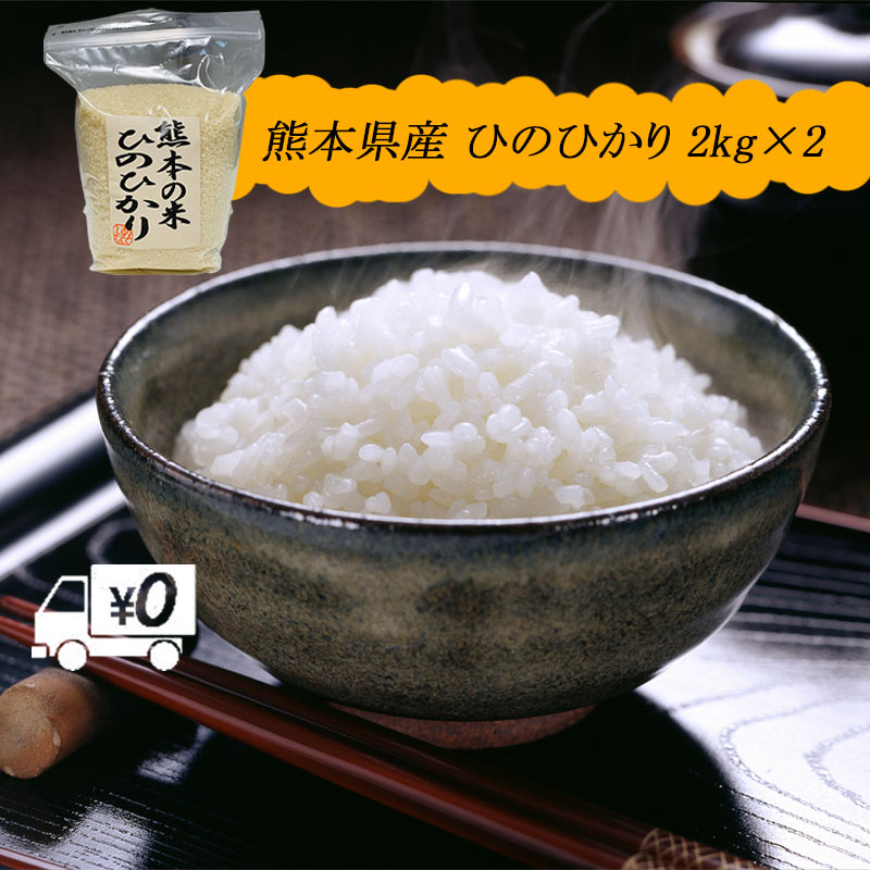 送料無料 熊本のおいしいお米 ひのひかり 2kg×2 合計4kg 令和元年 熊本県産100%