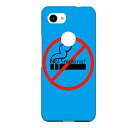 Google Pixel 3a専用 煙草 No!Smoking! ライトブルー おもしろ 警告 喫煙 たばこ 禁煙 アミューズ