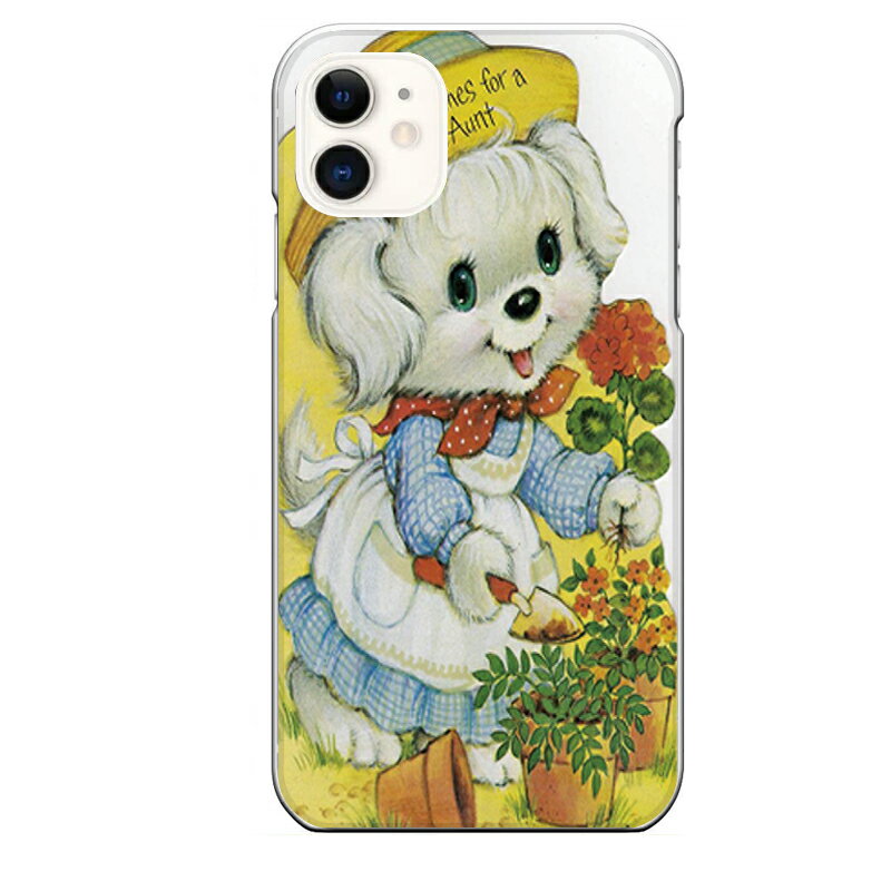 iPhone 11専用スマホケース 犬　イヌ ガーデニング　花　かわいい