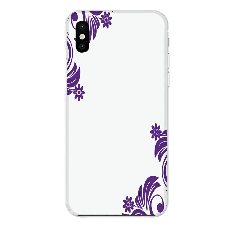 iPhone XR専用 和柄 紫 白 おしゃれ エレガント 蔦と花 おしとやか ホワイト パープル 和風 シンプル フラワー