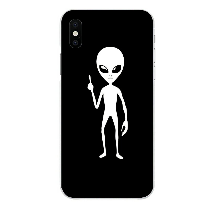 iPhone XR専用 UMA 未確認生物 黒 ブラック かわいい おもしろ アミューズ 宇宙人