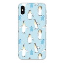 iPhone XS専用 パステル調 淡い かわいい 水色 アニマル 動物 キュート ペンギン