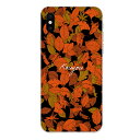 iPhone XS専用 紅葉 落ち葉 オレンジ 橙色 銀杏 イチョウ 秋 Autumn kouyou オータム クール かっこいい おしゃれ 可愛い かわいい 黒