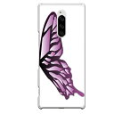 Xperia 1専用 紫 片羽 ホワイト おしゃれ エレガント 蝶 バタフライ butterfly SO-03L SOV40 802SO