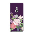 Xperia XZ3専用 和風 和柄 お花 パープル 紫 自然 日本画風 落ち着きのある おしゃれ