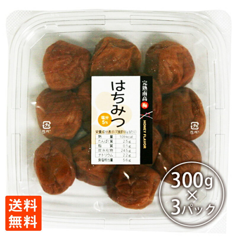 紀州完熟南高梅はちみつ 塩分5% 300g×3パック 大容量 送料無料 ポイント消化