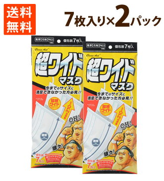 マスク 不織布 1000円ポッキリ でかい LL サイズ 3L 大きい 男性用 女性用 男女兼用 耳痛くない 使い捨て アズフィット クリーンエイド 超ワイドマスク 7枚 個包装×2パック ポイント消化 送料無料