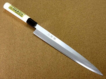 国産刃物 柳刃包丁 24cm (240mm) 清綱作 SK-5 複合鍛造 朴ノ木 プラスチック輪付ハンドル 刺身を一方向にのみ引き切ることができるように作られた刃渡りが長めの右利き用片刃包丁 国産日本製