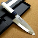 関の刃物 出刃包丁 15cm (150mm) 関兼次 1K-6 大同特殊鋼製モリブデンバナジウムステンレス鋼 アルミニウム耐熱ブレードABS樹脂ハンドル 魚や鳥 スッポン等を解体 使用中に力を入れても刃先がしなったり曲がらずに使える刃が厚く重い片刃包丁 右利き用 国産日本製(3)