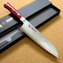 関の刃物 三徳包丁 18cm (180mm) MCUSTA ZANMAI 三昧 クラシック プロ ダマスカス 33層鋼 芯金VG-10 ステンレススチール 赤合...