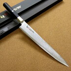 関の刃物 筋引包丁 24cm (240mm) MCUSTA ZANMAI 三昧 ハイブリッド スプラッシュ ダマスカス33層鋼 芯金VG-10 ステンレススチール 黒合板ハンドル 最高級 枝肉の解体や刺身 ハムなどスライスする細めで刃渡りの長い両刃包丁 国産日本製