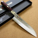 関の刃物 三徳包丁 18cm (180mm) MCUSTA ZANMAI 三昧 シュープリーム 波目 ダマスカス33層鋼 芯金VG-10 ステンレススチール 赤合板ハンドル 最高級 肉切り 魚の処理 野菜切りなど多種多様な両刃万能包丁 文化包丁 国産日本製