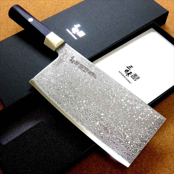 包丁 中華包丁 18cm (180mm) 三昧 別誂 3 関の刃物 ダマスカス 33層鋼 VG-10 黒合板 最高級 中華料理 日本製