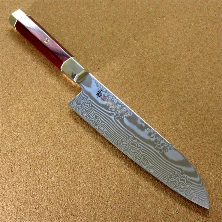 関の刃物 三徳包丁 18cm (180mm) MCUSTA ZANMAI 三昧 アルティメット 荒波 VG-10 and VG-2 コアレス鋼 ステンレススチール 赤合板ハンドル 最高級 肉切り 魚の処理 野菜切りなど多種多様な両刃万能包丁 文化包丁 国産日本製